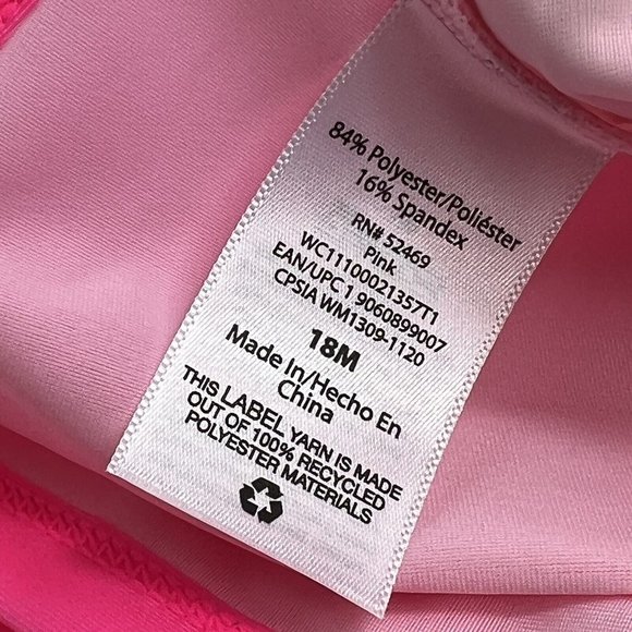 Wonder Nation Girls Baby Size 18 Months Rash Guard Swim Shirt Pink Neon Happy - Picture 6 of 12
